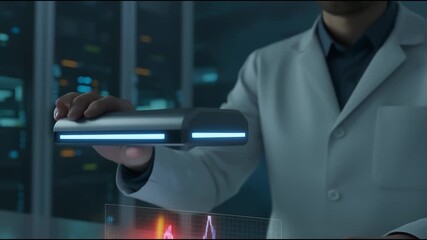 Scientist employs advanced ai technology and futuristic device for data analysis and research detecting deepfake crimes with holographic scanning - Powered by Adobe