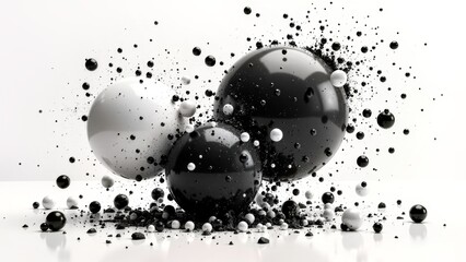 Black and white ball cluster abstract art installation diagram