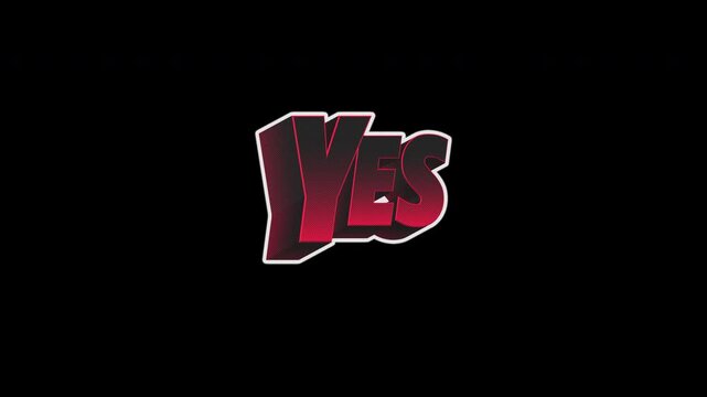 Yes Dark Red Neon Comic Halftone Sticker Title Animation On Alpha Loop