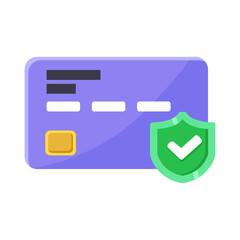 Secure credit or debit card protection icon, ideal for use in e-commerce websites, mobile payment applications, banking interfaces, or materials related to fraud prevention and digital wallet security