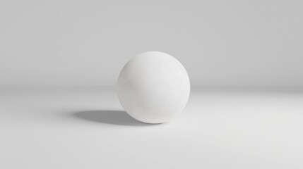 A white sphere sits on a white surface.