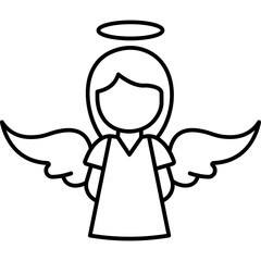 Angel Line Icon Minimal Outline Christmas & Holiday Celestial Vector