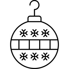 Fototapeta premium Christmas Ball Line Icon Minimal Outline Holiday Ornament Vector