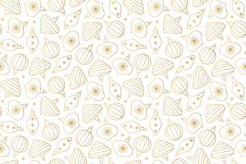 Fototapeta premium seamless christmas pattern with golden baubles, perfect for holiday wrapping paper, textile design, wallpapers, gift packaging and greeting cards- vector illustration