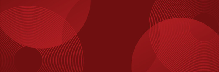 Abstract red background with glowing curve lines. Modern shiny red gradient geometric circle lines pattern. Futuristic concept.