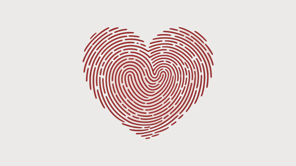 Heart made of fingerprint lines is unique sign of love passion romance and care represents individual identity and special bond in relationships vector illustration