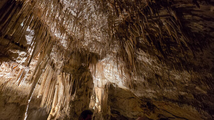 Majestic Stalactites and Limestone Formations inside Cuevas del Drach in Mallorca