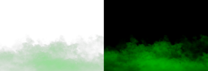 Neon green glowing fog and smoke texture, soft flowing vapor cloud, isolated bright mist effect on black background for art, design elements and decoration