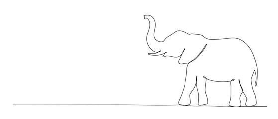 Elephant continuous line illustration. Hand drawn doodle vector sketch isolated on white background.