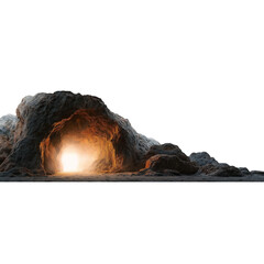 Cave entrance with bright light isolated on a transparent background
