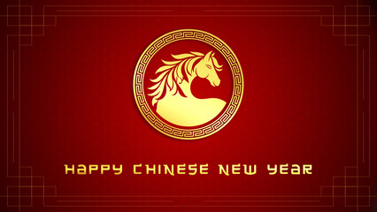 Year of the Horse 2026 for Traditional Red and Gold Chinese New Year Design