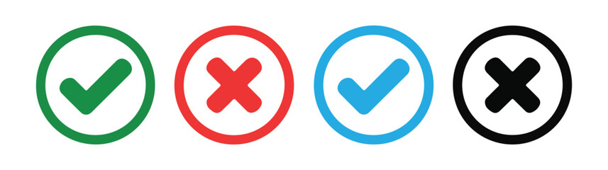 Yes and No signs in circles. Vector correct and incorrect icons.