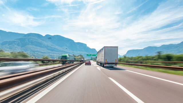 Driving on a highway through the mountains and meadows in Italy timelapse hyperlapse drivelapse