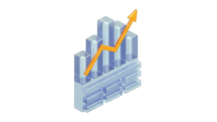 Isometric Chart with Upward Arrow: Financial Growth Concept