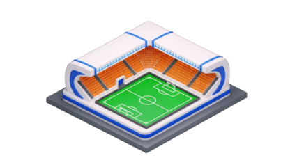 Isometric Soccer Stadium Illustration on White Background