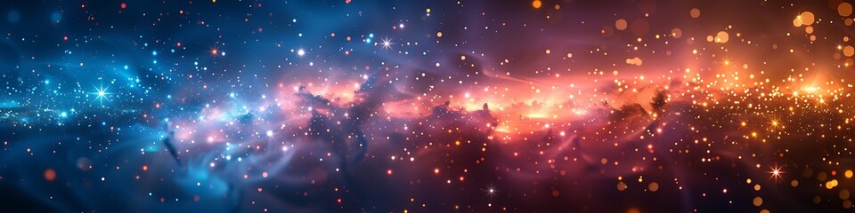 Panoramic View of a Nebula in Deep Space with Vibrant Colors