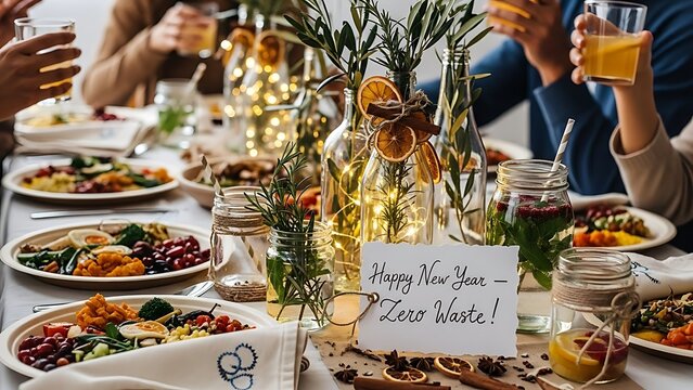 Sustainable New Year party with zero waste table