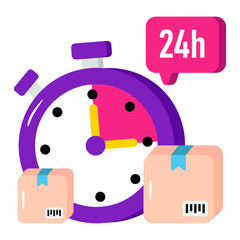 Creative design icon of 24 hr delivery service 