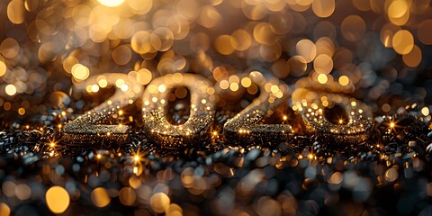 Panoramic 2020 Sparkle Golden Celebration Year Festive Background