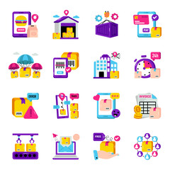 Set of Cargo Flat Icons