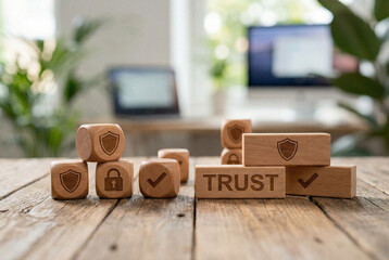 Wooden  letters alphabet, business, concept, toy for AI