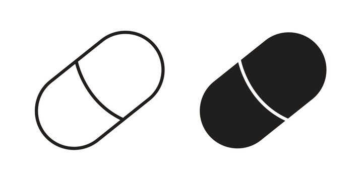 Capsules icons, Line vector. solid symbol set