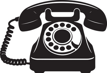 Black Silhouette of a Vintage Rotary Telephone retro