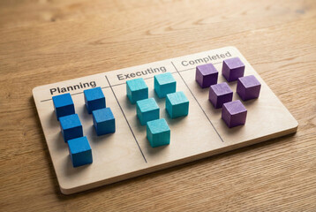 Wooden  letters alphabet, business, concept, toy for AI