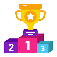 A flat design icon of leadboard 