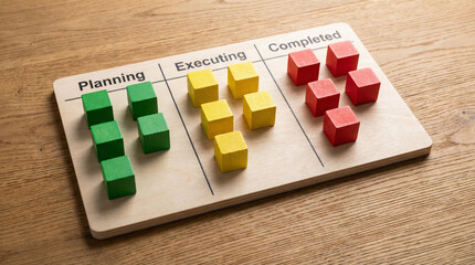 Wooden  letters alphabet, business, concept, toy for AI