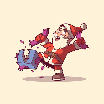 Angry Santa Claus Mad Because Christmas Is Far Away vector illustration. Holidays design concept.