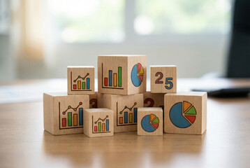 Wooden  letters alphabet, business, concept, toy for AI