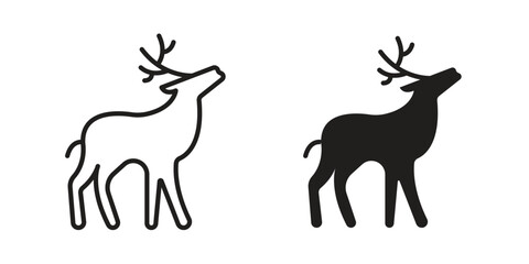 Deer icons, Line vector. solid symbol set