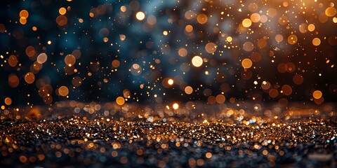 Panoramic Glittering Bokeh Background With Defocused Particles And Sparkles