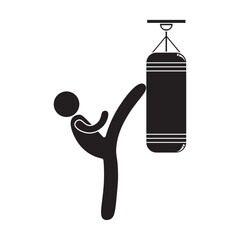 flat icon vector of person doing kick boxing training