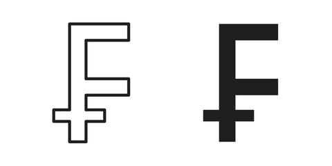 Franc sign icons, Line vector. solid symbol set
