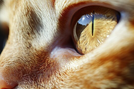 Captivating Close-Up Portrait of a Ginger Cat with Intense Amber Eyes and Intricate Fur Details - Powered by Adobe