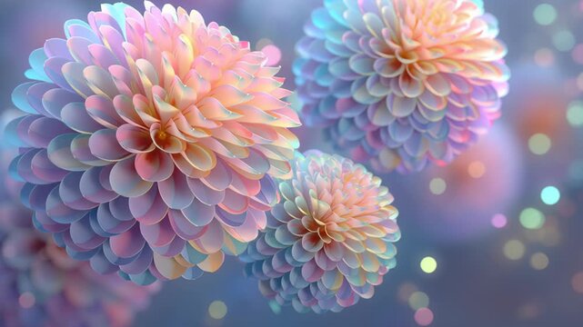 Lush abstract flower with pastel petal in a glowing bokeh background for beauty concept and artistic decoration