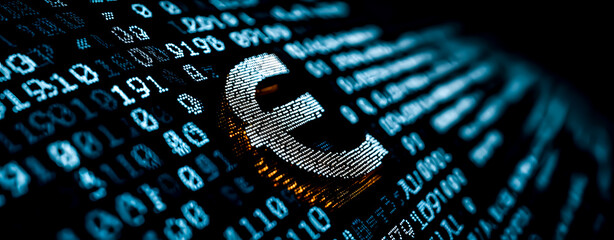 Digital Euro Currency in Futuristic European Technology Concept