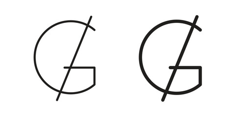 Guarani sign icons, Line vector. solid symbol set