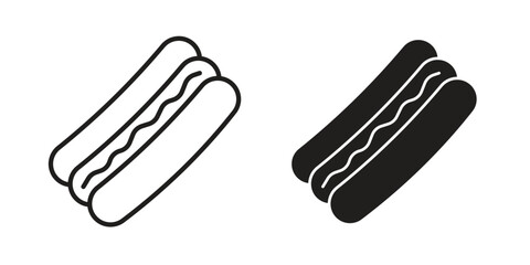 Hotdog icons, Line vector. solid symbol set