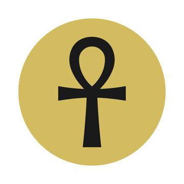 Gold Black Ankh Cross Circle Icon