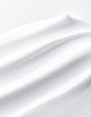 Smooth, flowing white fabric texture with gentle folds and soft shadows, creating an elegant and serene visual effect, ideal for backgrounds or textile designs.