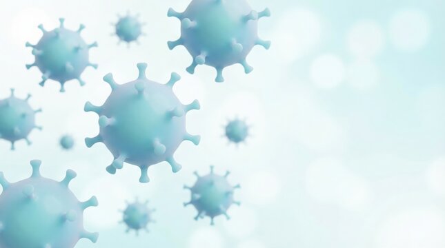 Light blue virus particles on soft background, infectious disease concept - Powered by Adobe