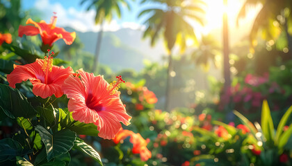 Kwiaty dżungla tło