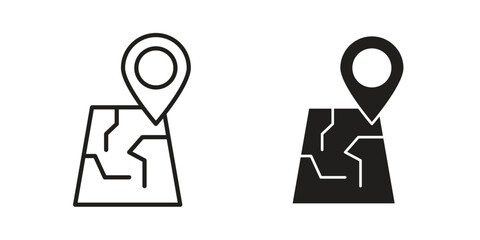 Land layer location icons, Line vector. solid symbol set