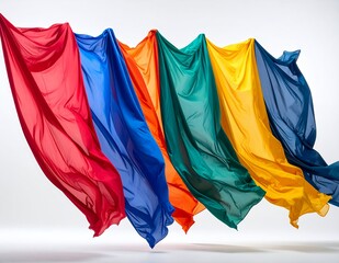 Vibrant flowing fabrics in a spectrum of colors creating a dynamic and artistic display.