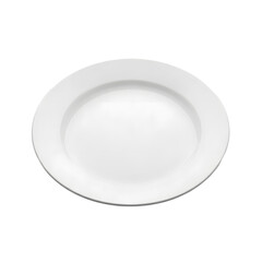 A clean and pristine white plate, ready for culinary creations. The plate has a simple and elegant design.