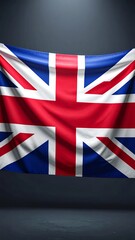Vibrant Union Jack flag proudly displayed against a dark, dramatic background, symbolizing British heritage and national pride.