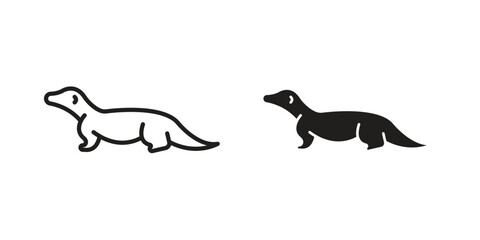 Otter icons, Line vector. solid symbol set